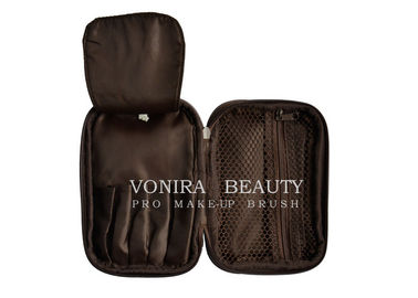 Sac à main cosmétique de voyage de support de maquillage de Brown de sac expansible de brosse de haute qualité