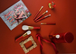 Trousse à outils cosmétique de brosse de Noël de Vonira de maquillage de scintillement professionnel de la brosse de lecture 7pcs pour la couleur rouge de cadeau d'anniversaire de filles