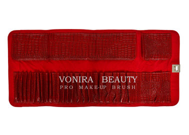 Sacs de cosmétique de voyage d'embrayage de femmes de sac de petit pain de brosse de maquillage de cuir de texture de serpent
