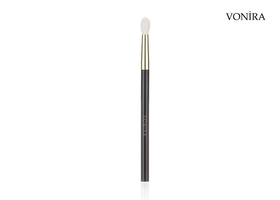 Pinceau de maquillage Vonira personnalisé en gros, poil de chèvre blanc naturel, manche brun foncé plat, pour estomper le fard à paupières, grande taille