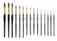 Brosses rondes pures d'art de clou de Kolinsky de nature fabuleuse avec l'olive et la poignée noire 15 PCS d'or