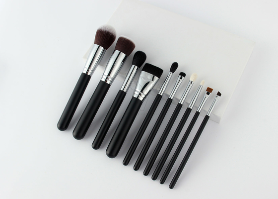Synthétiques naturels de base maquillage de cheveux de 10 morceaux brosse de lecture la collection avec la poignée en bois