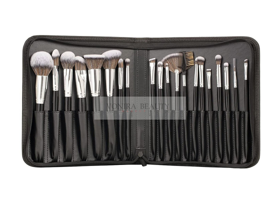 20 morceaux de maquillage de brosse de lecture professionnelle avec la caisse en cuir noire de stockage de tirette d'unité centrale