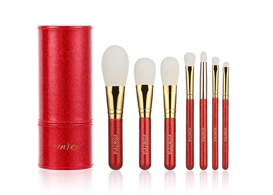 Trousse à outils cosmétique de brosse de Noël de Vonira de maquillage de scintillement professionnel de la brosse de lecture 7pcs pour la couleur rouge de cadeau d'anniversaire de filles