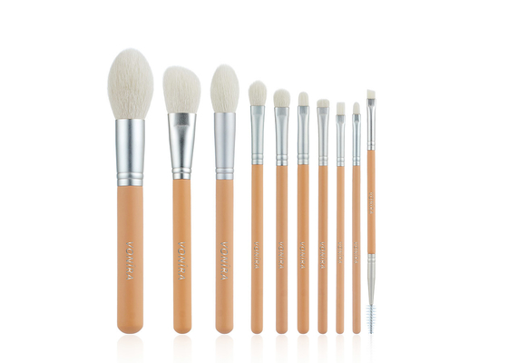 Pinceaux de Maquillage Professionnels Durables, Antibactériens et Écologiques Vonira avec Manche en Bois de Bouleau