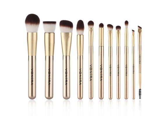 Le maquillage synthétique d'or de Vonira balaye 11pcs avec la marque de distributeur