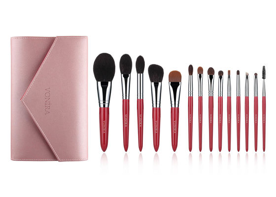 synthétiques maquillage de la poignée 14pcs en bois brosse de lecture avec l'olive de cuivre