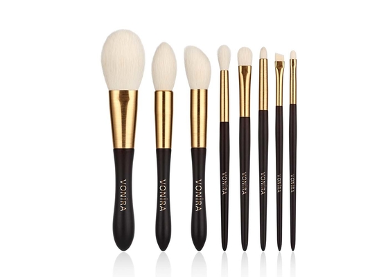 8 morceaux de chèvre de cheveux de maquillage de brosse de lecture essentielle avec la poignée en bois d'olive d'or de tréfilage