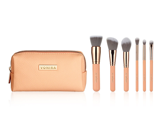 Cas de Mini Travel Makeup Brush Set Rosy Pink Color With Zipper de mode de Vonira