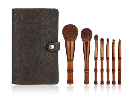 La beauté Mini Travel Bamboo Makeup Brushes de Vonira a placé avec l'ensemble de cas de stockage